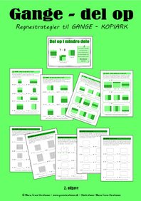 Regnestrategier. Gange. Multiplikation. Del op. Plakater. Matematik.