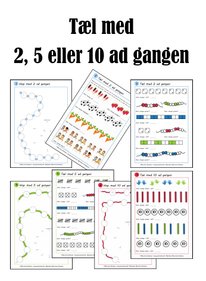 Tæl med flere ad gangen. Brug tabelremsen. 2-tabel, 5-tabel og 10-tabel.