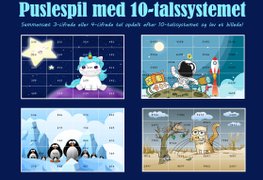 Puslespil med 10-talssystemet. Talforståelse. Sjov med matematik.